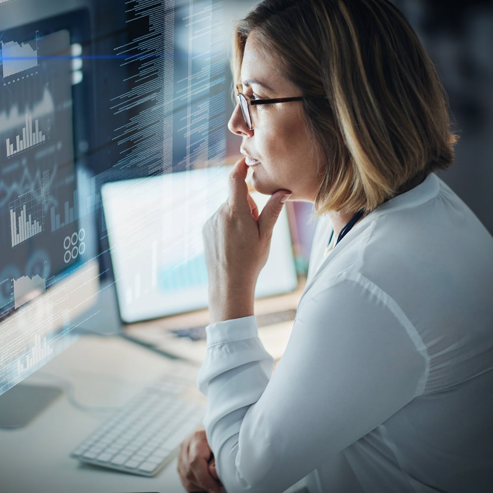 Inventory manager analyzing dashboard