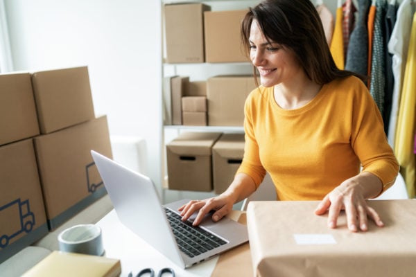 Woman fulfilling order